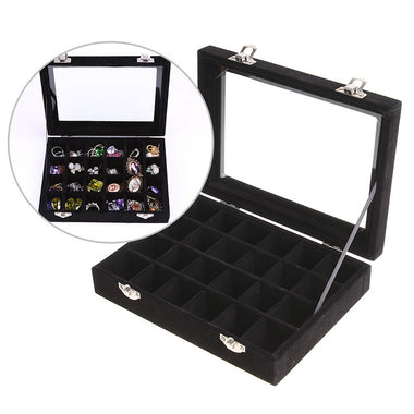 24 Grids Velvet Jewelry Box