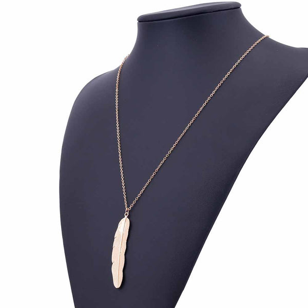Fashion Feather Long Chain Necklace