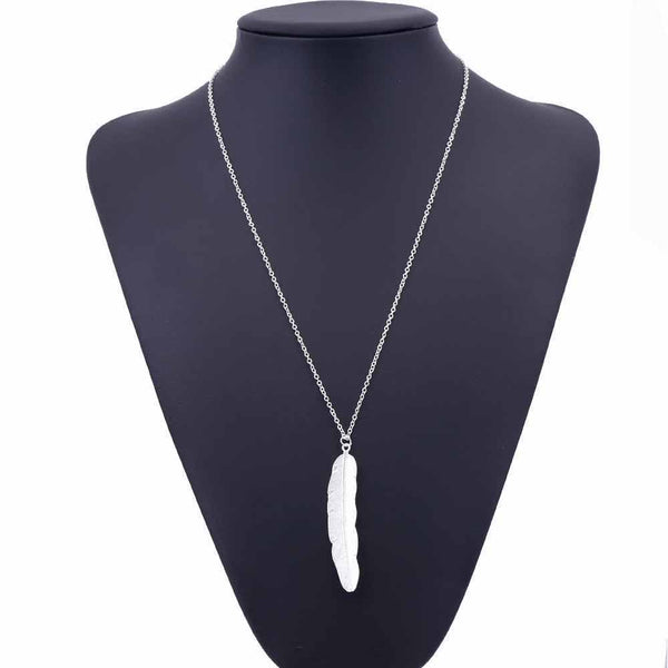Fashion Feather Long Chain Necklace