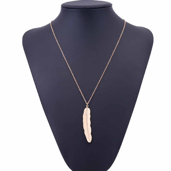 Fashion Feather Long Chain Necklace
