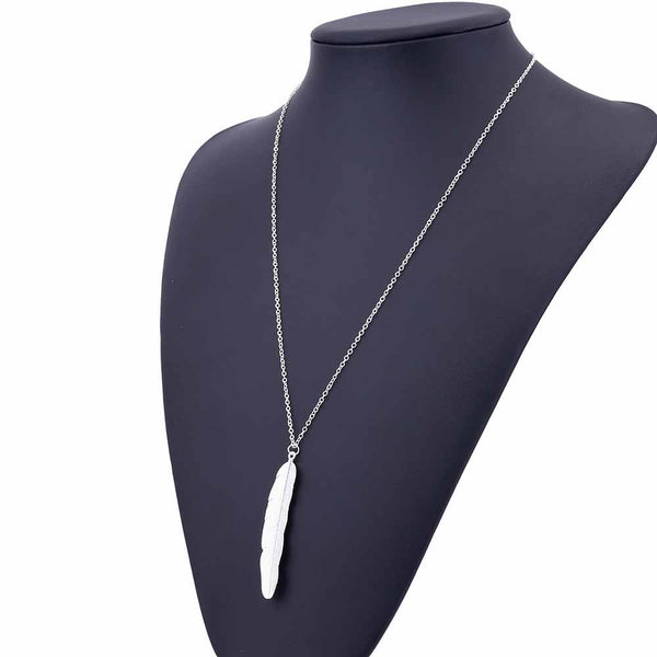 Fashion Feather Long Chain Necklace