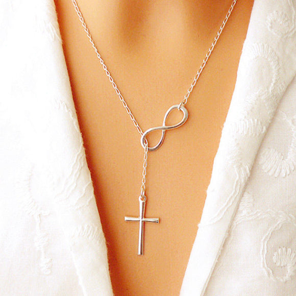Infinity Crosses Long Chain Necklace