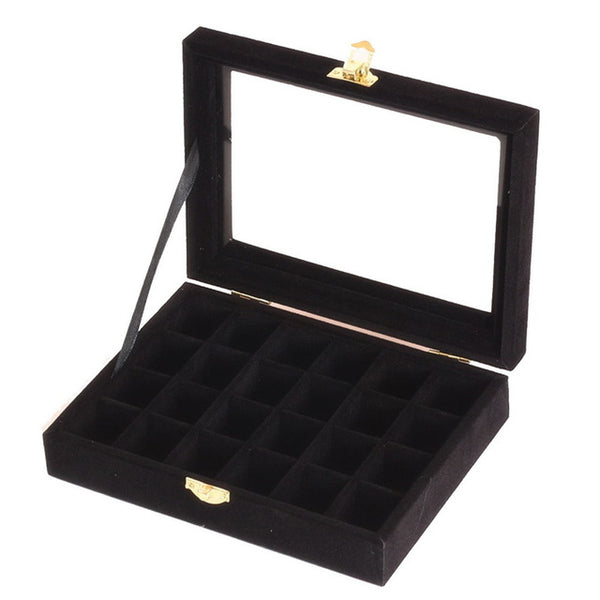 24 Grids Velvet Jewelry Box