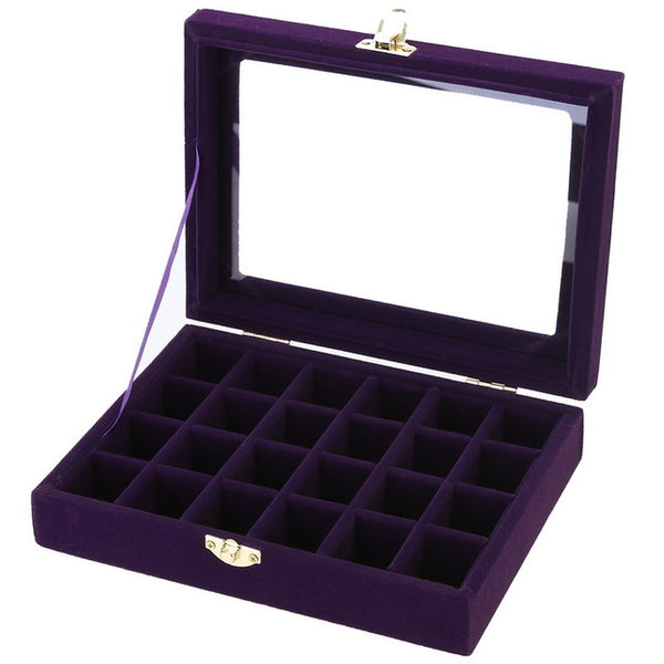 24 Grids Velvet Jewelry Box