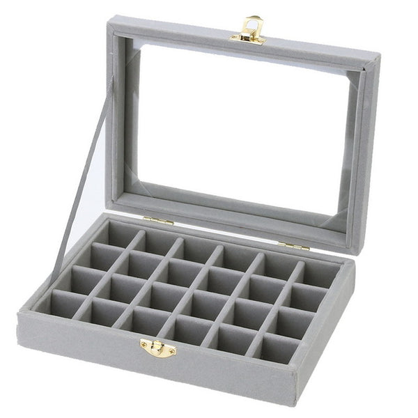 24 Grids Velvet Jewelry Box