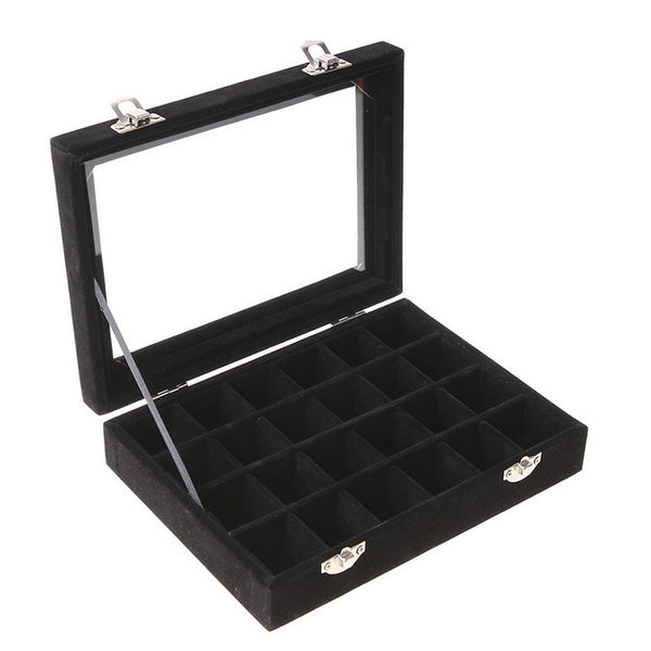 24 Grids Velvet Jewelry Box