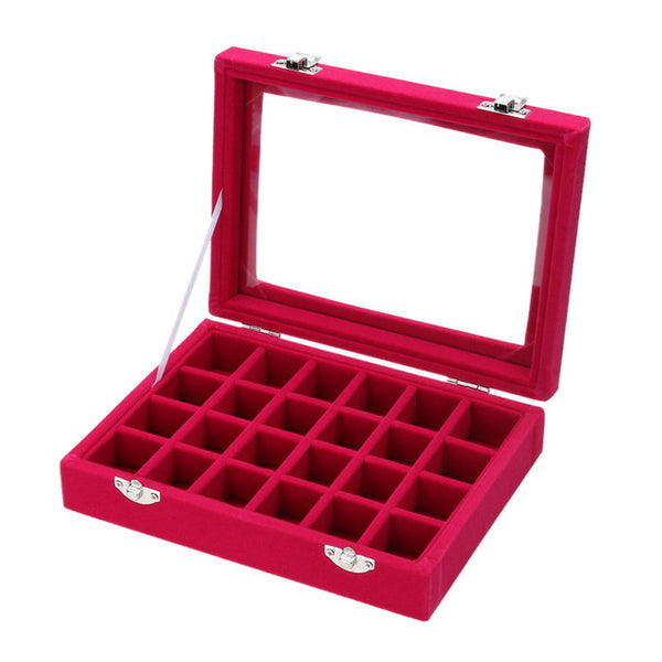 24 Grids Velvet Jewelry Box