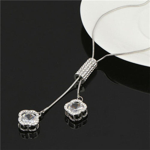 Leaf Zircon Long Necklace