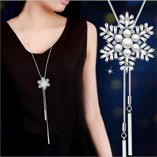 Leaf Zircon Long Necklace